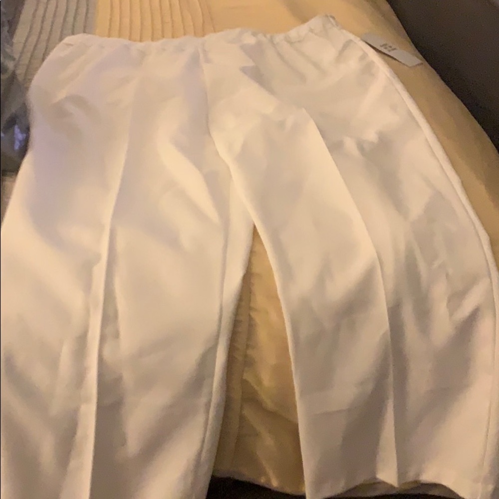 Wide leg polyester pants .